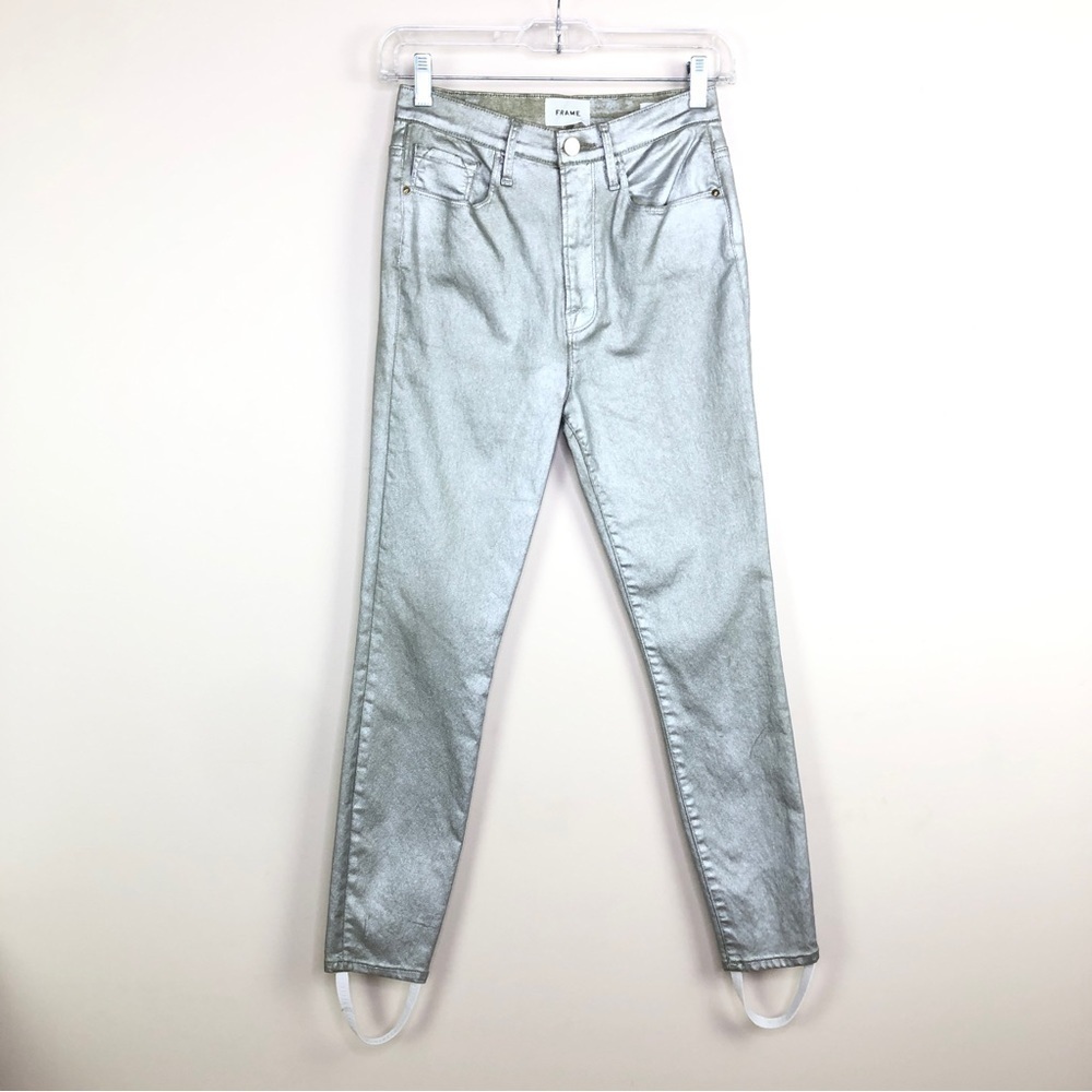 FRAME silver metallic Ali High Rise Cigarette Jeans - Picture 4 of 12